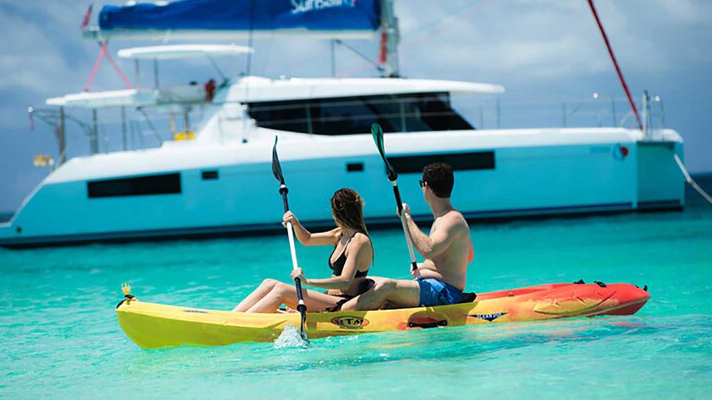 Couple kayaking in the BVI