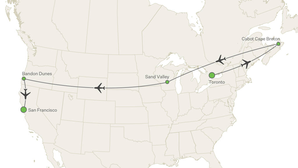 2027 Transcontinental Golf Tour Map