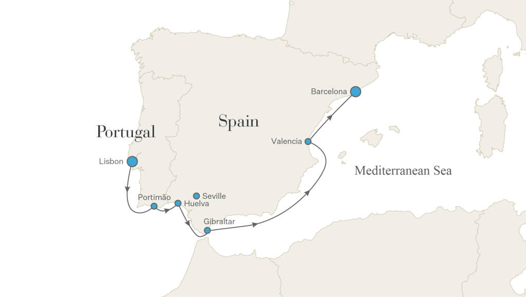 2027 Iberian Peninsula Golf Cruise Map