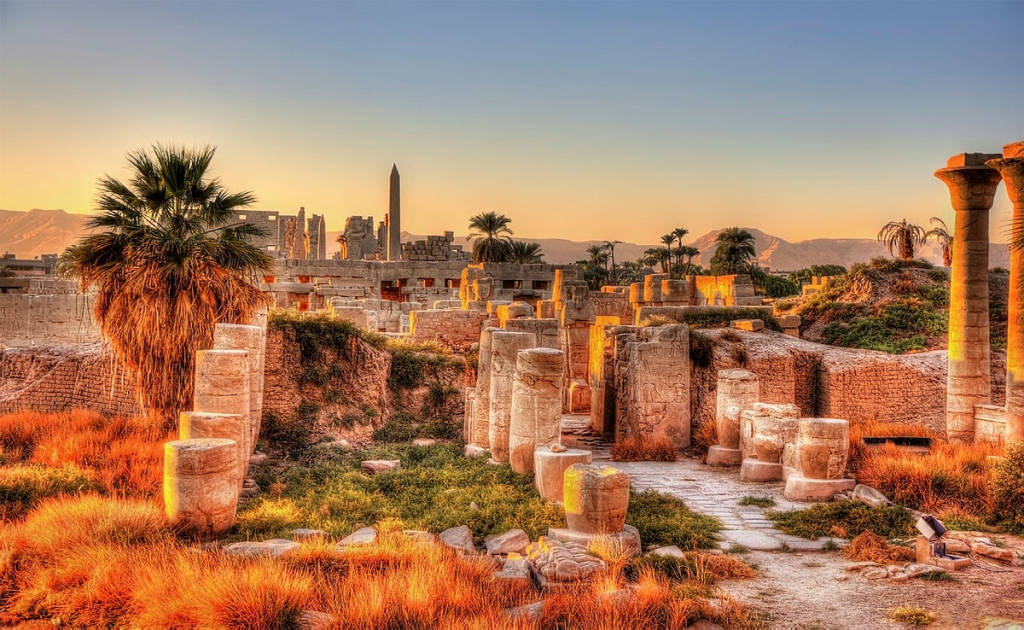 View of the Karnak temple in the evening. Luxor, Egypt