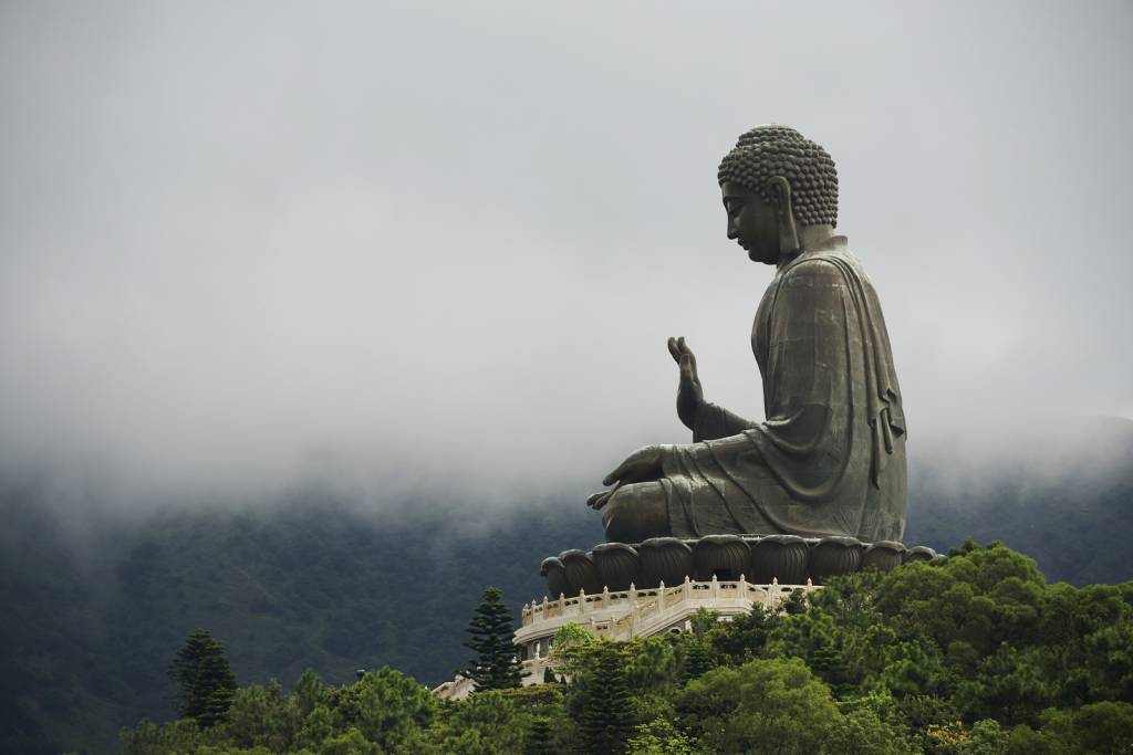 Giant bronze Buddha statue in Lantau Island, Hong Kong