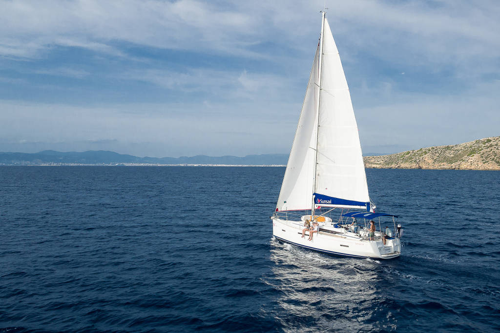 Sunsail yacht sailing on the open sea