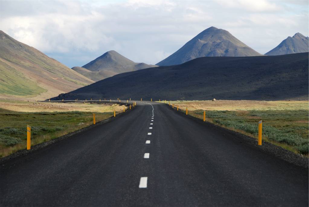 Driving through Iceland in the summer