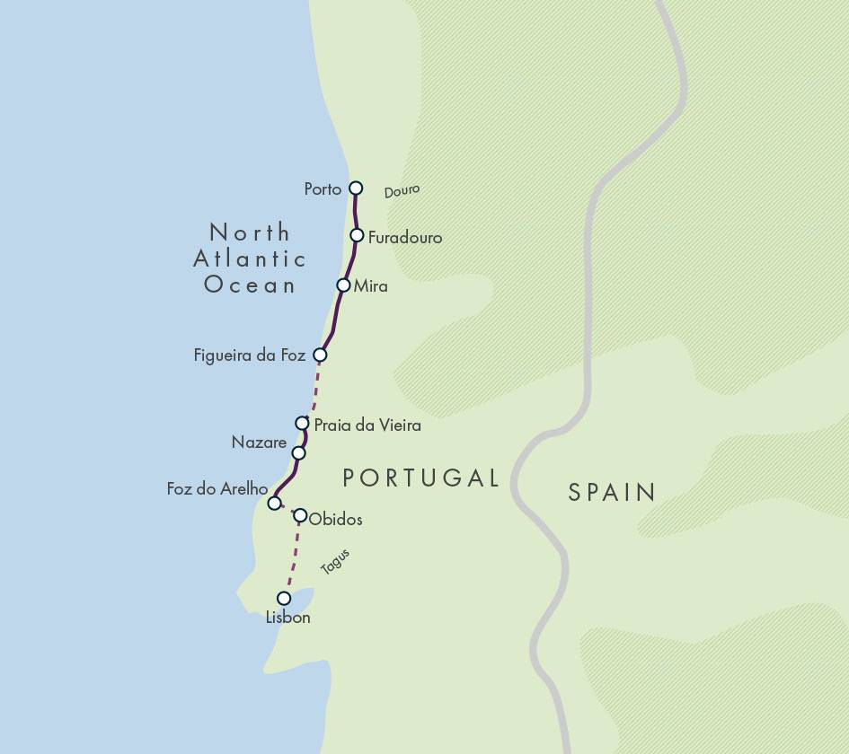 Cycling Portugal's Atlantic Coast map