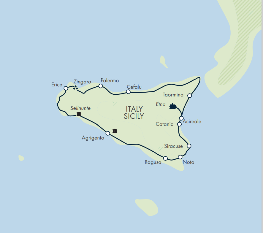 Treasures of Sicily map