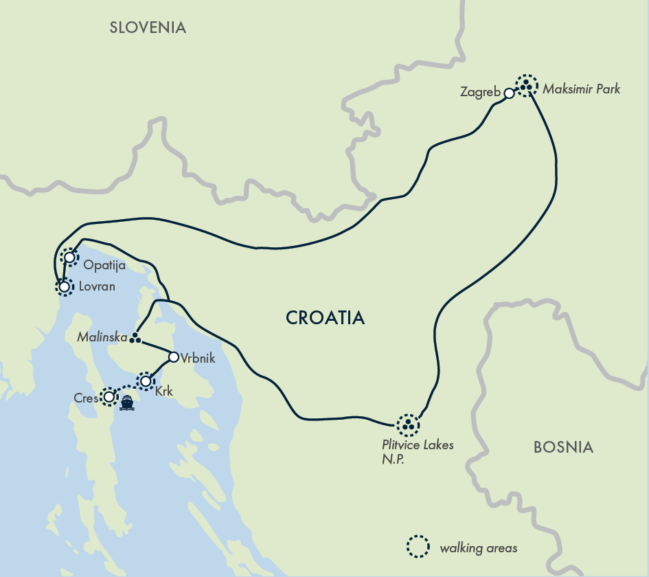 Walking North Croatia’s Islands & Lakes