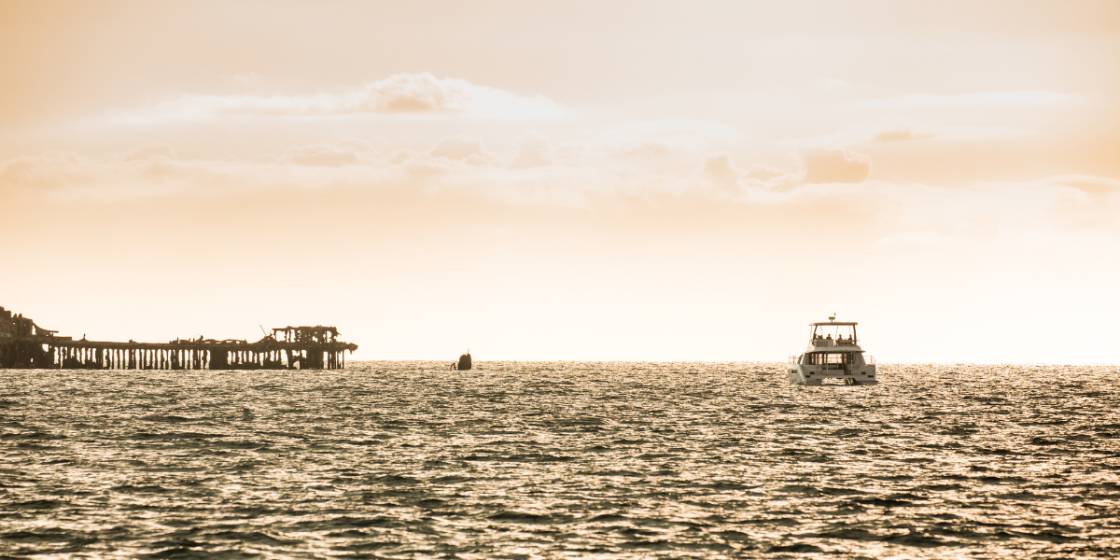 Catamaran underway