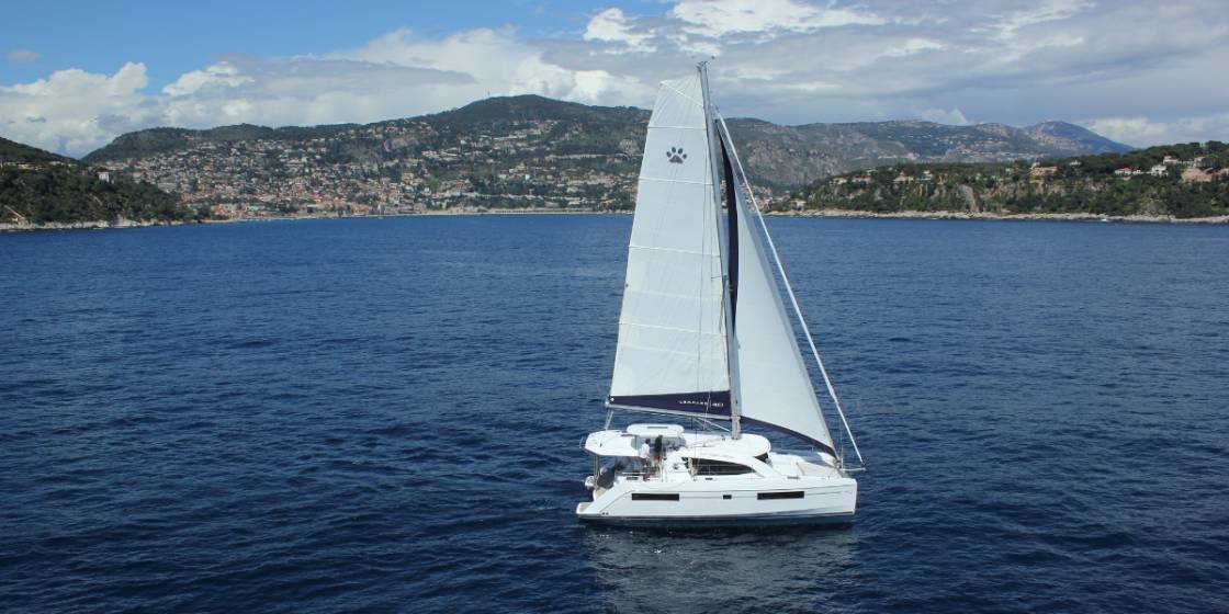 Leopard catamaran under sail