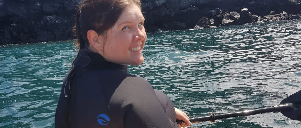 Julie explores the Galapagos in a kayak