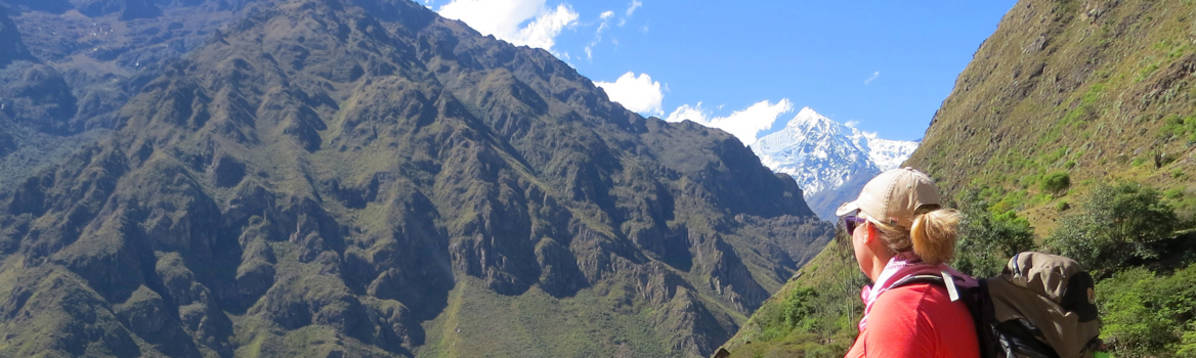 Woman looking over the Inca Trail