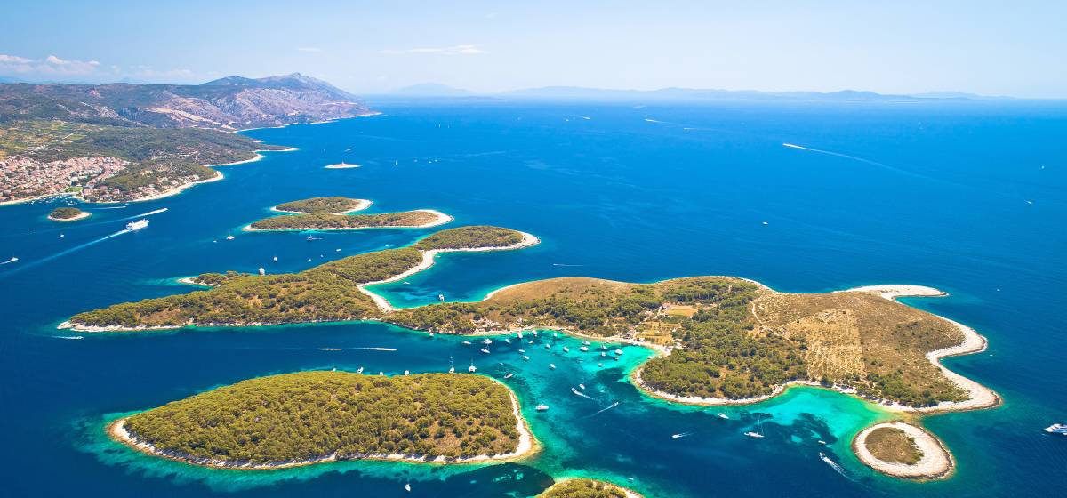 Islands in Agana, Croatia with lots of sail boats on the water