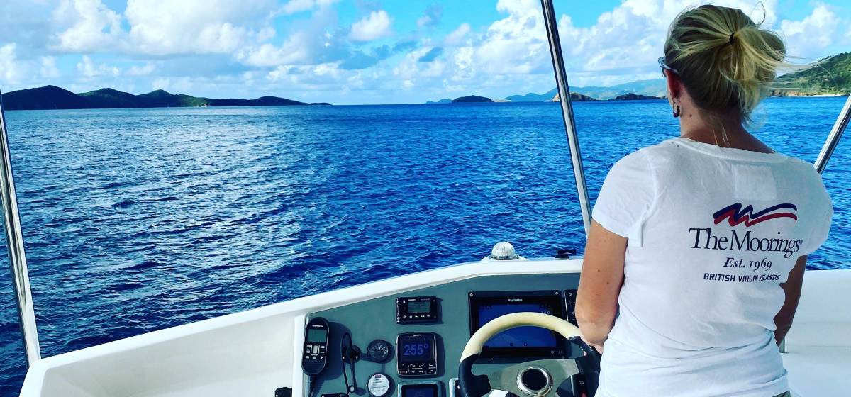 Chef Rosie at the helm in the BVI