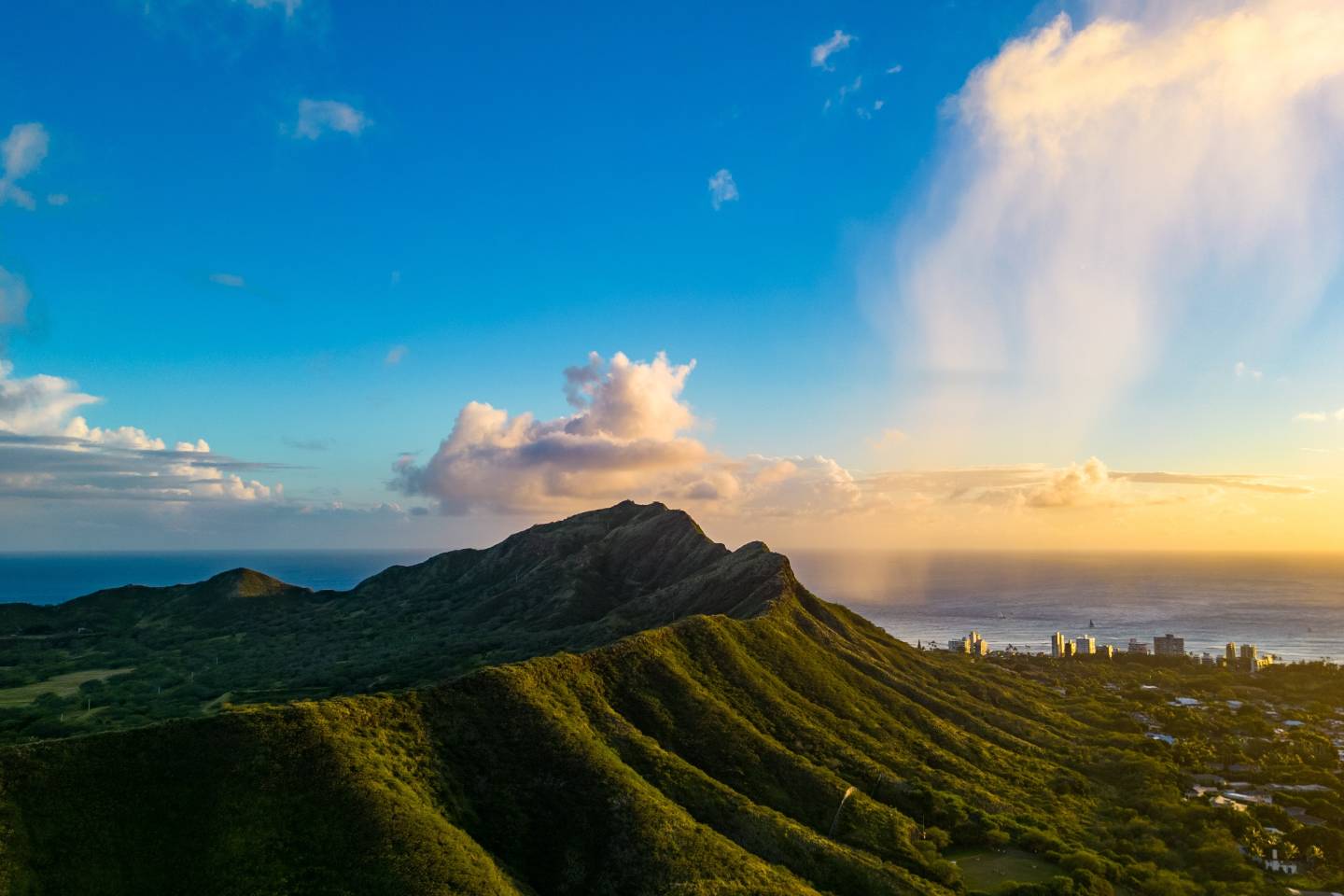 Sunset over Diamond Head, Honolulu, Hawaii