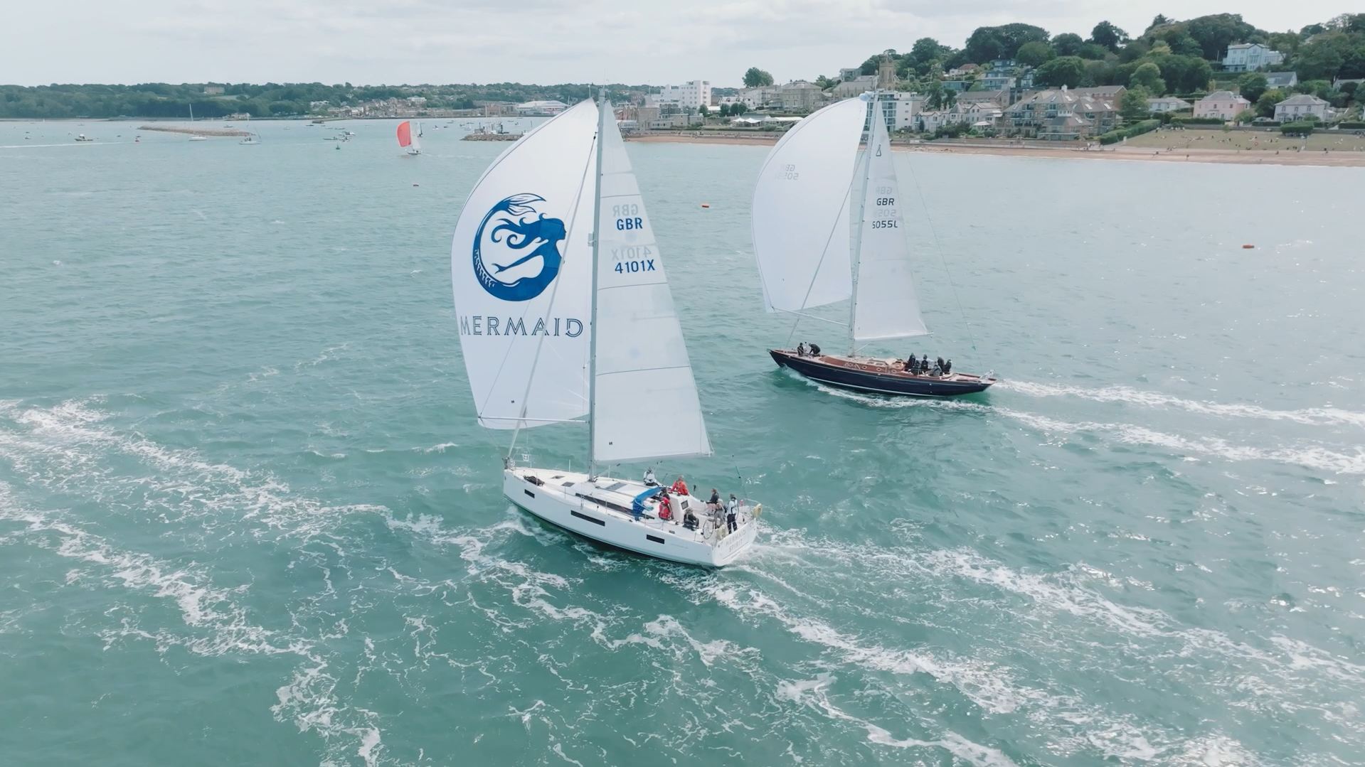 The Sunsail/RYA all-female crew competing in the Prometheus 41s class at Cowes Week 2025