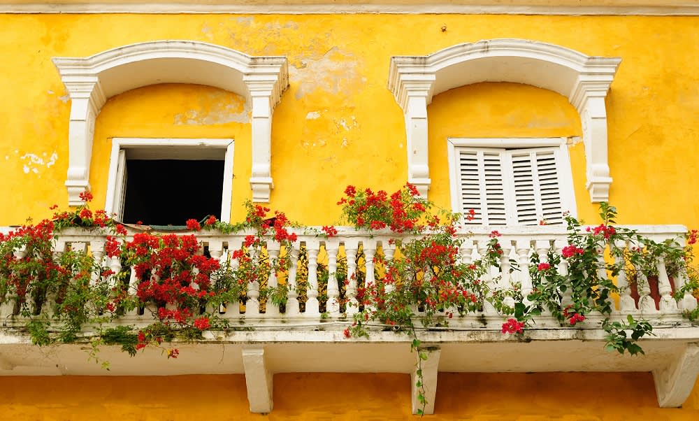 Colorful windows of Cartagena