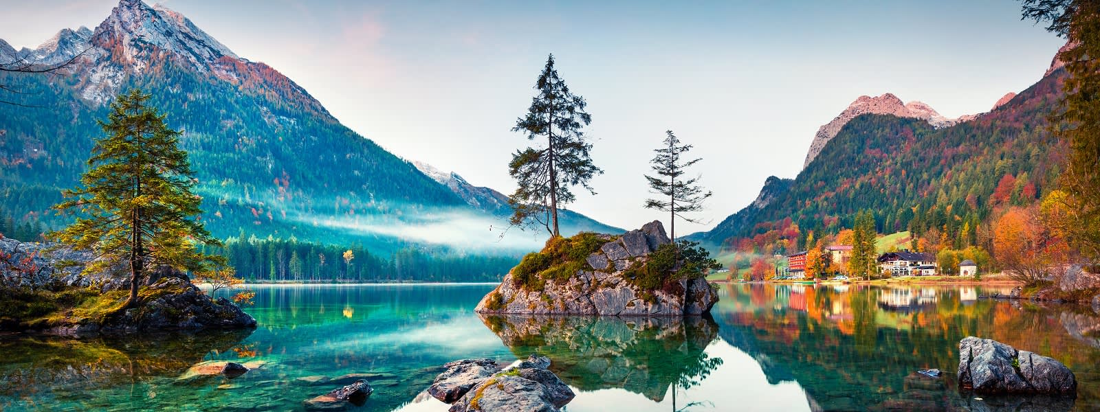 Beautiful nature with lake and mountains