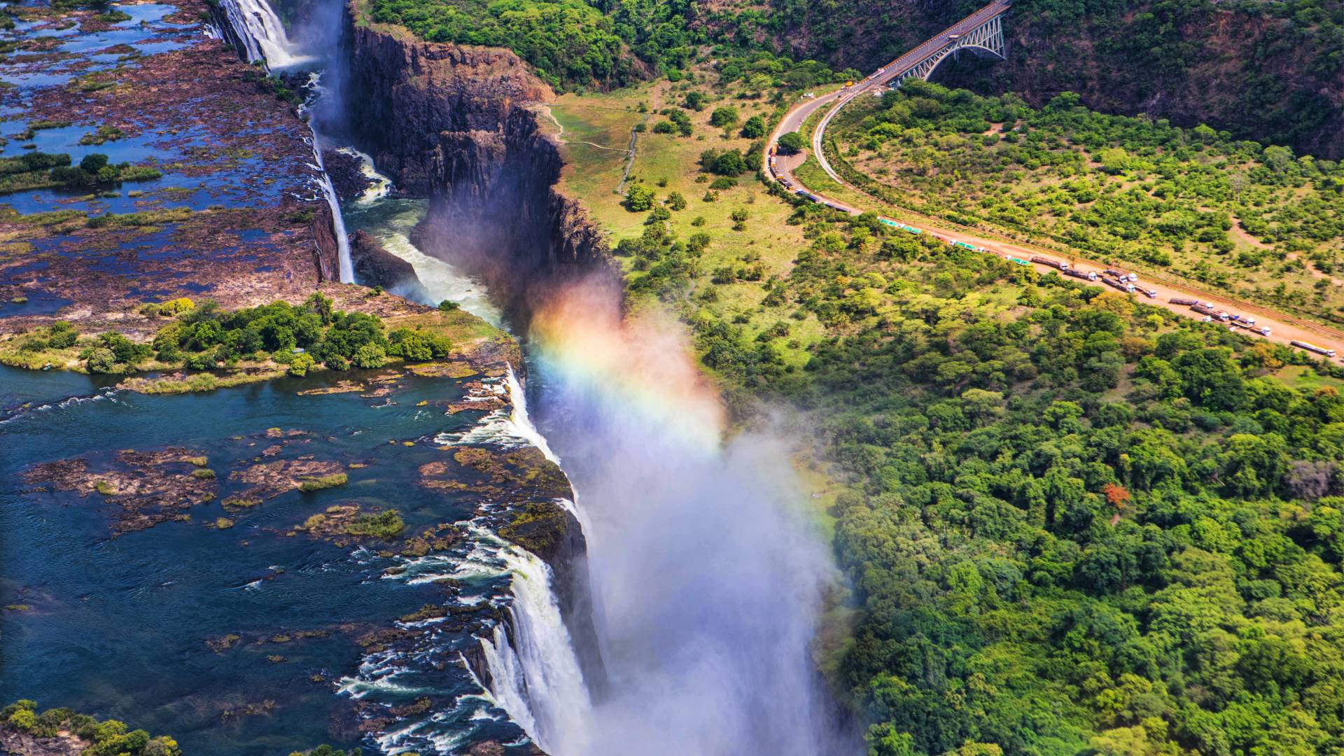 Rainbow over Victoria Falls in Zimbabwe, Africa - Africa Safari and Seychelles Tour