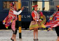 Welcome dance at the Hiram Bingham lounge, Machu Pachu, Peru, South America