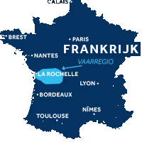 De kaart laat zien waar Charente zich in Frankrijk bevindt