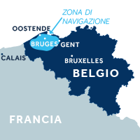 Mappa della zona di navigazione delle Fiandre in Belgio