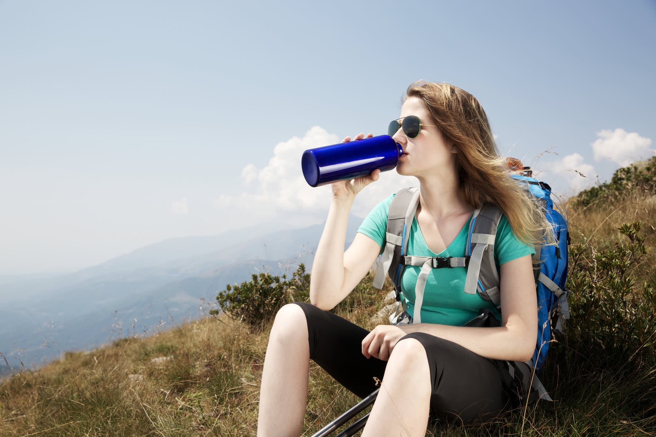 traveller drinking water