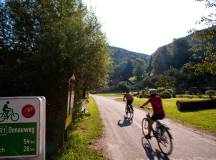 Cycling along the Danube, cycle sign, Austria