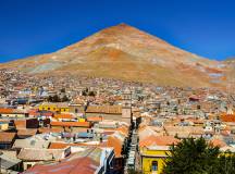 Cerro Rico and rooftops of Potosi, Bolivia