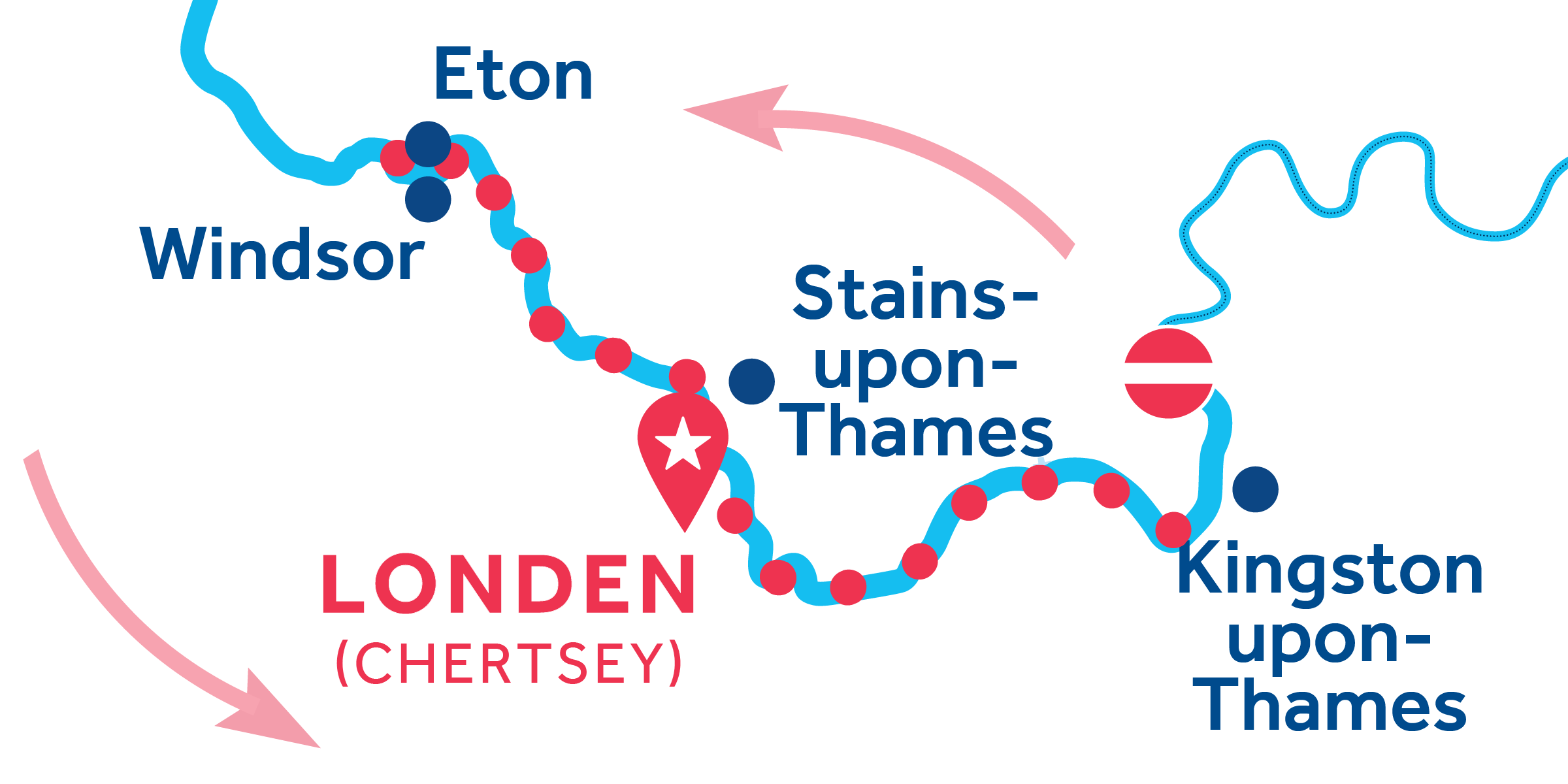 Londen (Chertsey) HEEN EN TERUG via Windsor & Kingston-upon-Thames