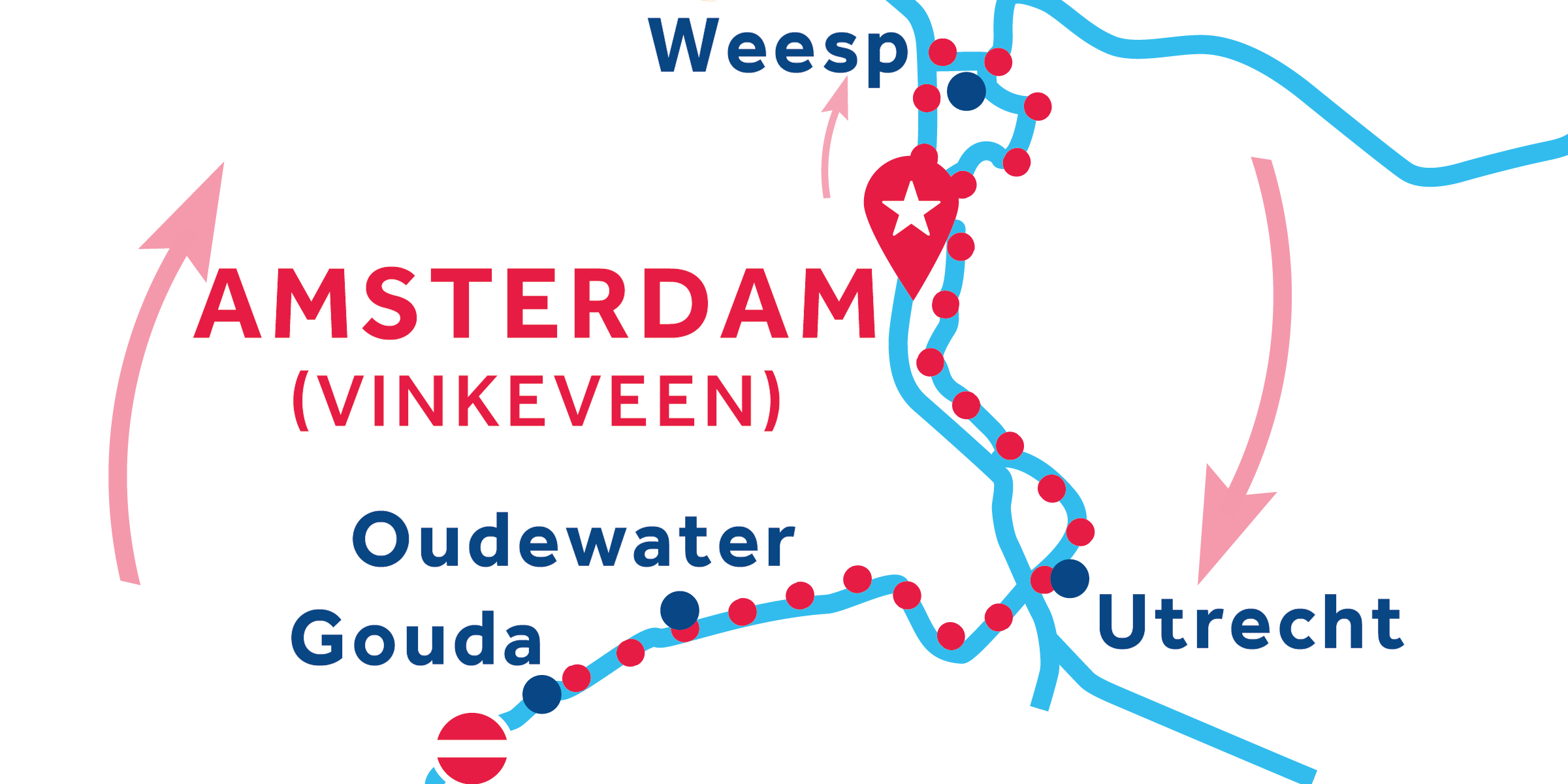 Amsterdam (Vinkeveen) ALLER-RETOUR via Utrecht et Gouda