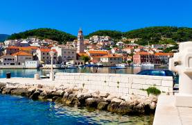 Pučišća Town Waterfront View in Croatia