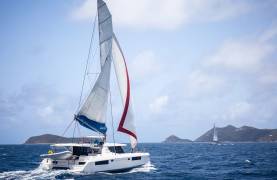 Catamaran at sail in the BVI