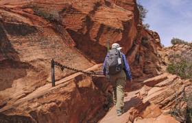 Man Hiking Zion National Park