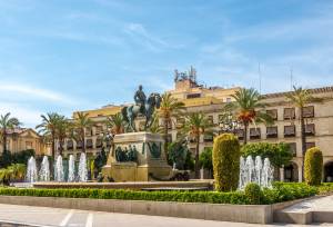 Fountain and memorial at the Arenal square of Jerez de la Frontera