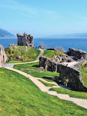 Ruins of Urquhart Castle along Loch Ness, Scotland