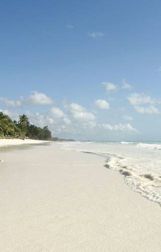 a sandy beach next to a body of water