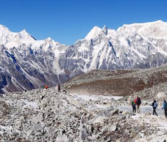 Descending from Larkye La, Nepal