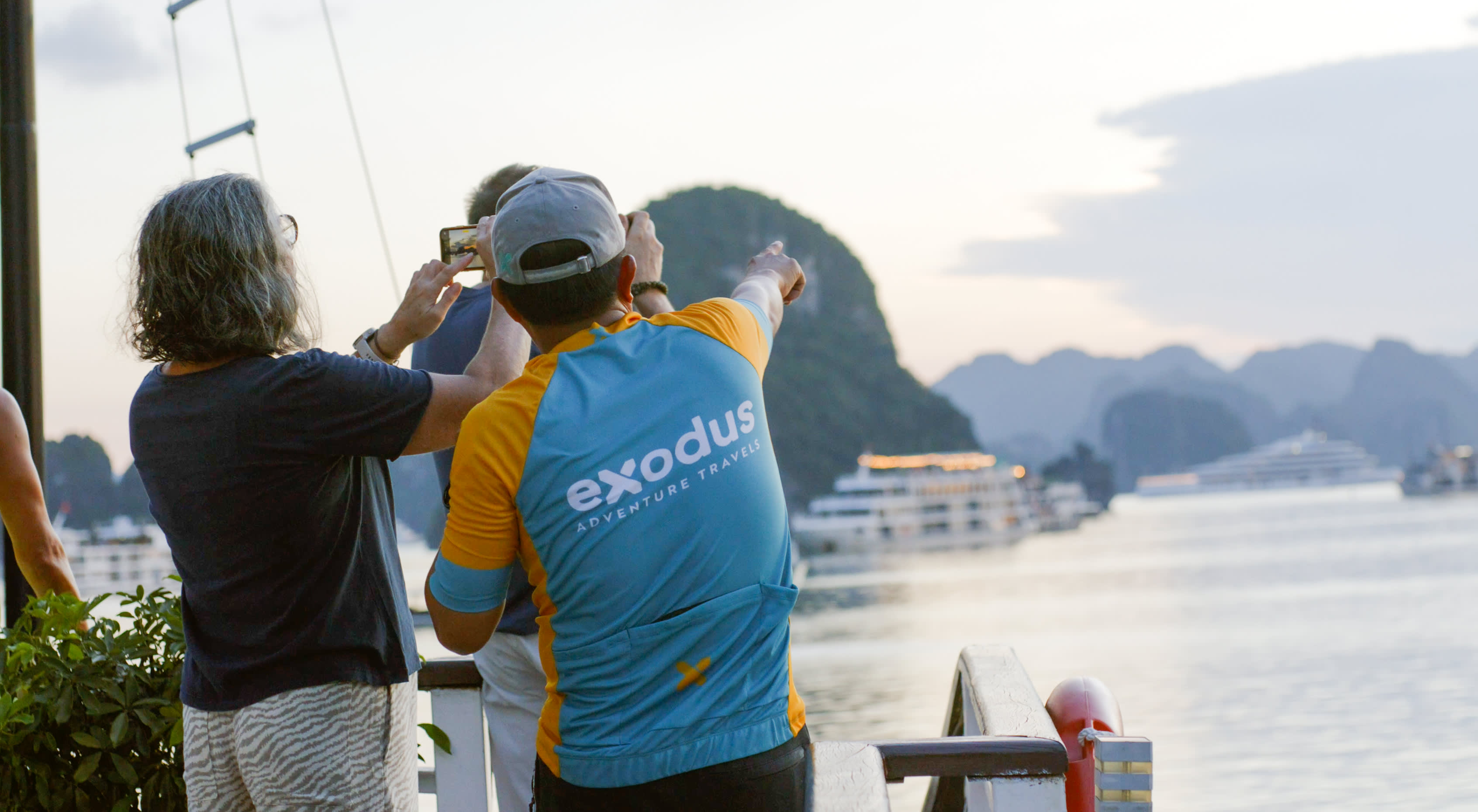 Lam and guests in Ha Long Bay 