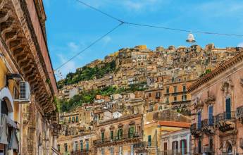 Cityscape of the old baroque town Modica in Sicily, Italy