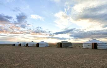 Mongolian Gers at the Bayan Gobi Sand Dunes, Mongolia