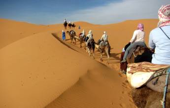 Camel ride in the Sahara Desert, Morocco