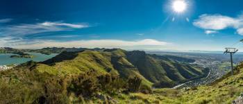 Christchurch Gondola og Lyttelton havn fra Port Hills i New Zealand