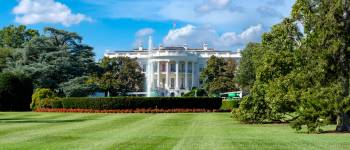 Panoramaudsigt over Det Hvide Hus i Washington D.C., USA