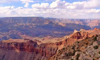Grand Canyon, Arizona, USA with a rocky mountain backdrop