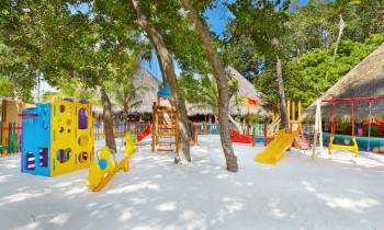 a playground in the snow
