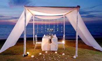 a tent in a body of water