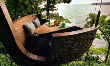 Treepod dining at Soneva Kiri