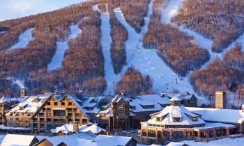 a close up of a snow covered mountain