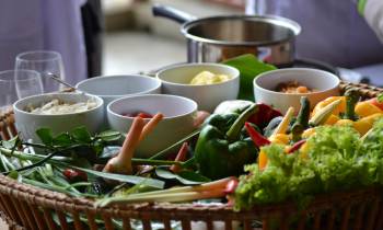 a bowl of food on a table