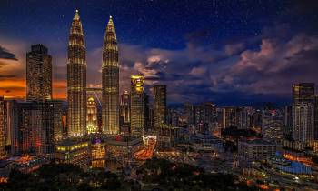 View of the Kuala Lumpur city skyline at dusk