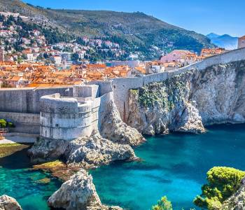 Aerial view at famous european travel destination in Croatia, Dubrovnik old town